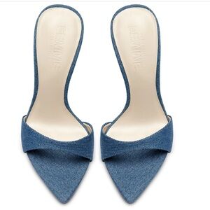 Femme Los Angeles Blue Denim Pointed-Toe Mule Heels